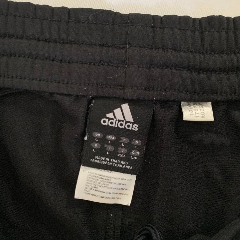 Adidas Track Pants Mens Large Black 3-Stripe Straight Warmup Athletic Sporty Gym